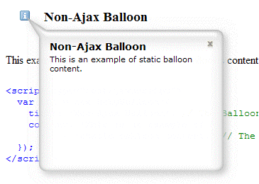 Balloon tooltip